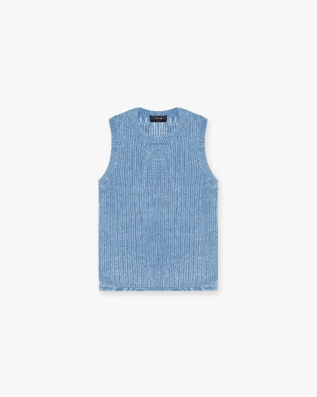 Washed Knit Vest - Sky Blue