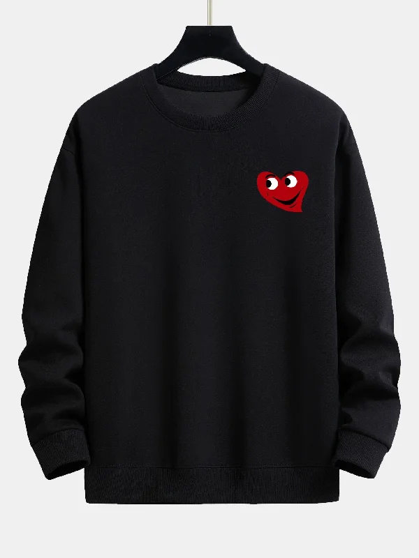 Heart Shaped Smiley Face Print Relax Fit Sweatshirt