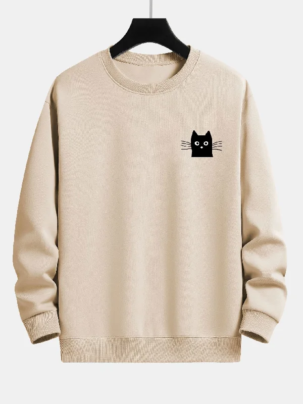 Cat Face Print Relax Fit Sweatshirt