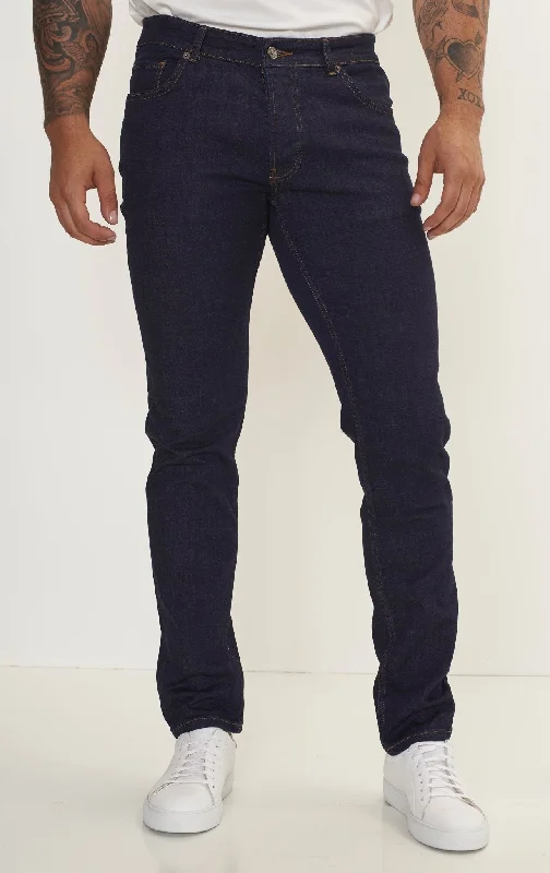 Fitted Tapered Jeans - Navy