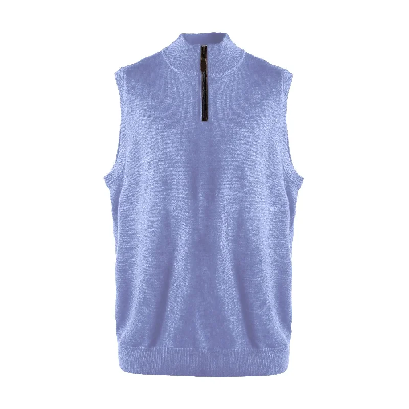 Extra Fine 'Zegna Baruffa' Merino Wool Quarter-Zip Sweater Vest in Blue by Viyella