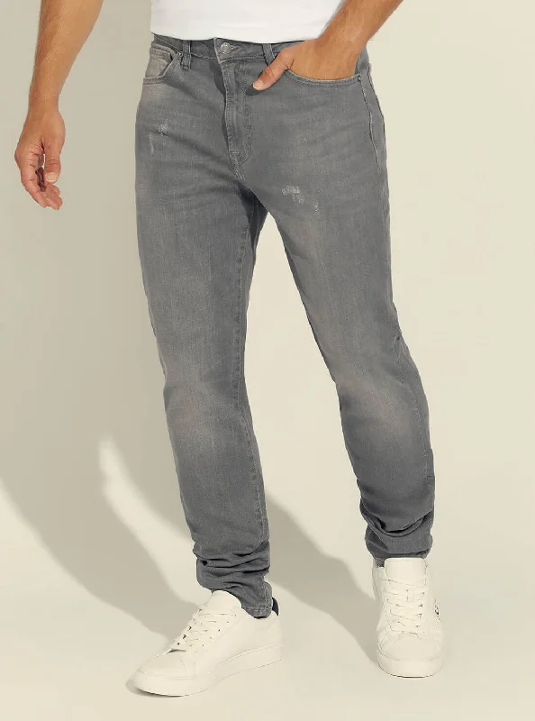 Mid-Rise Slim Tapered Drake Denim Jeans in Grey Supra Wash