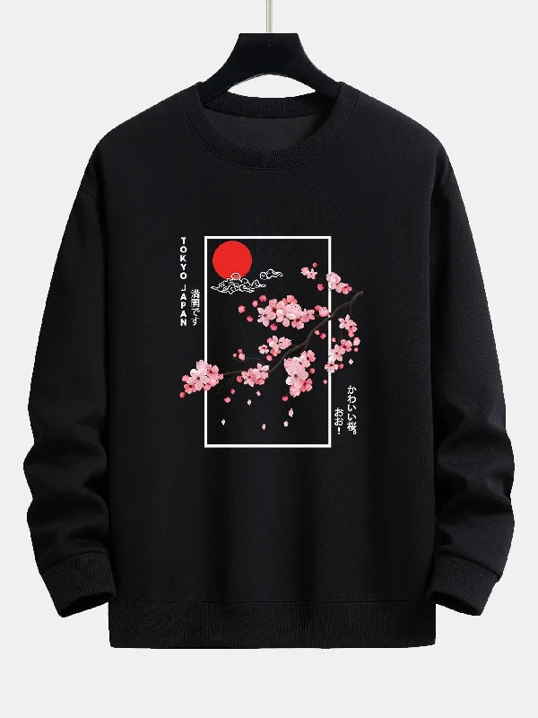 Cherry Blossom Slogan Print Relax Fit Sweatshirt