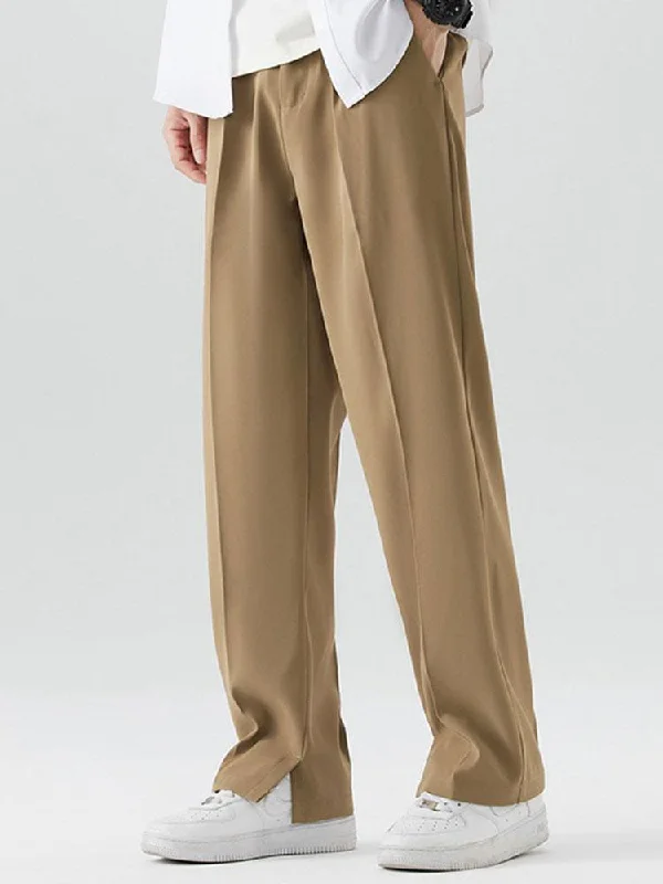 Slit Hem Pleated Trousers