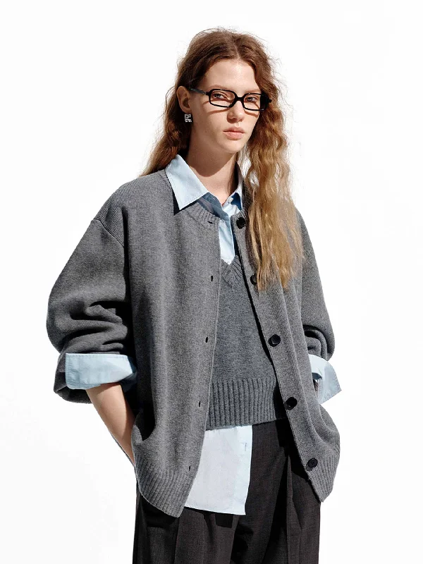 Loose Wool Knit Cardigan