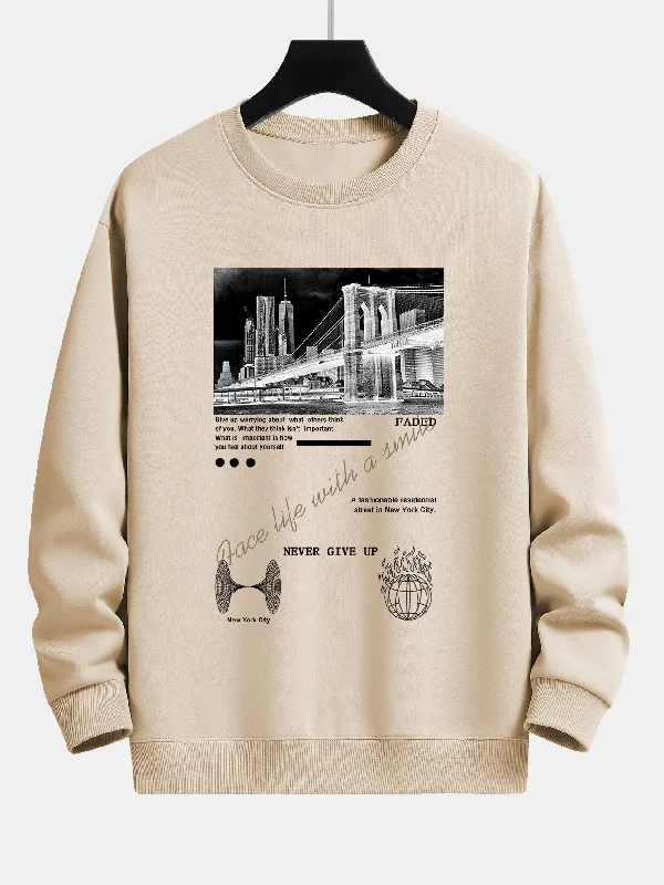 New York Slogan Print Relax Fit Sweatshirt