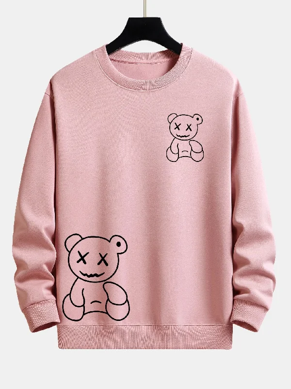 Line Shaped Bear Print Relax Fit Sweatshirt