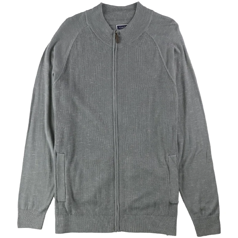 Club Room Mens Textured Cardigan Sweater, Grey, X-Large