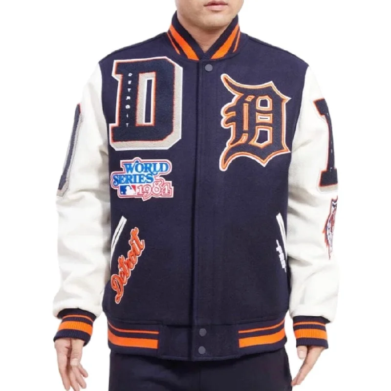 Pro Standard Detroit Tigers Mash Up Logo Varsity Jacket (Midnight Navy/White)