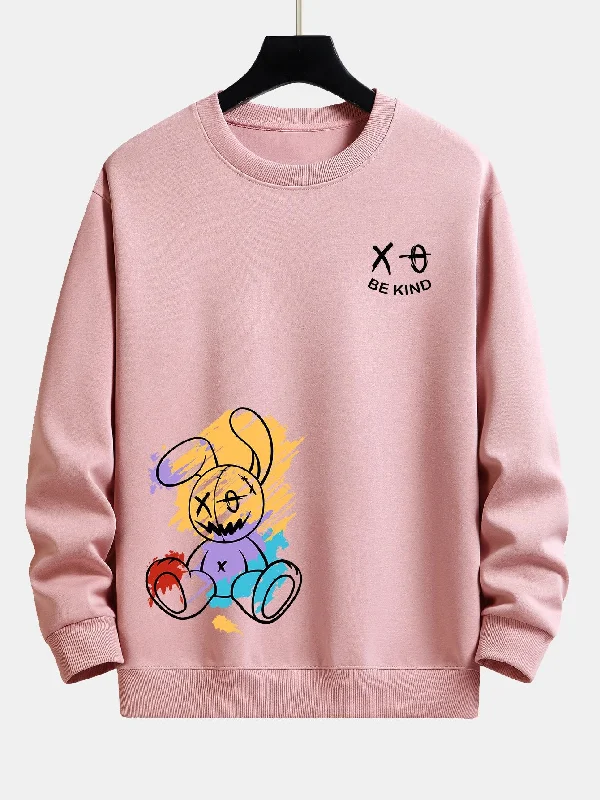 Graffiti Rabbit Print Relax Fit Sweatshirt