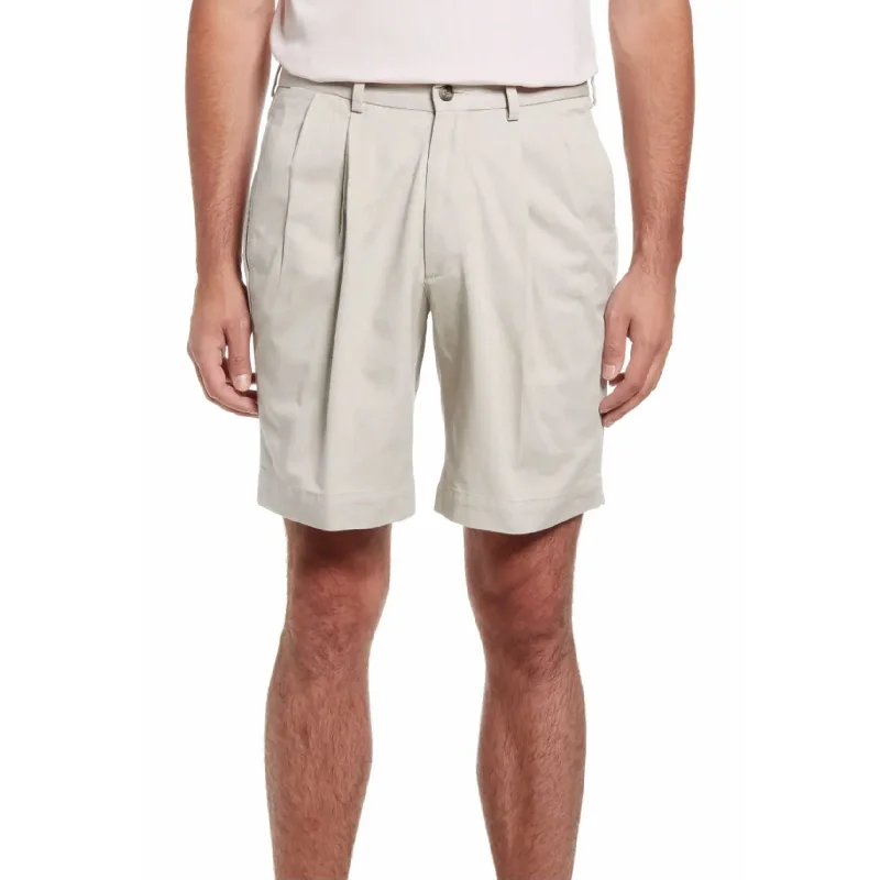 Washed Khaki Shorts in Stone (Oak9 Double Reverse Pleat) by Charleston Khakis