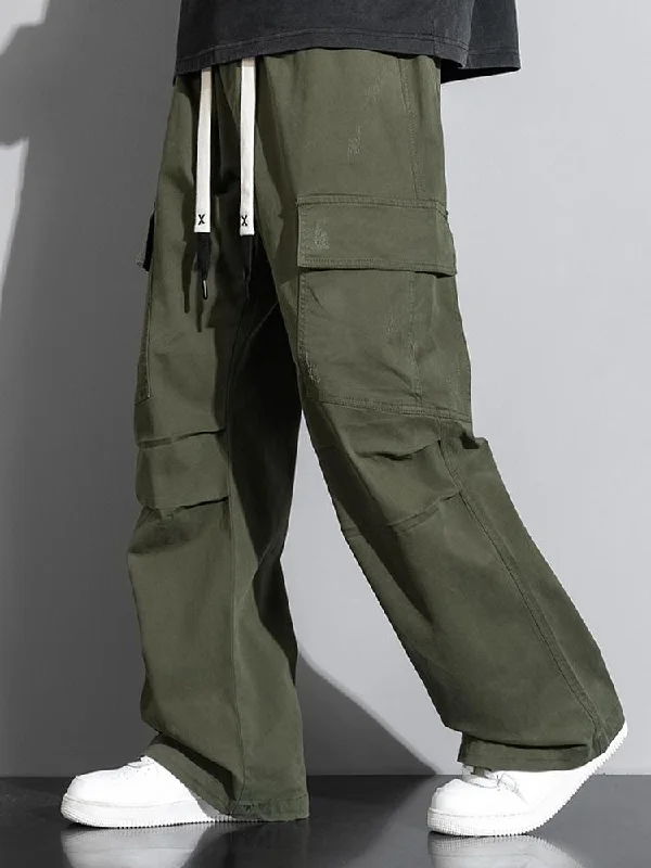 Straight Leg Cotton Cargo Pants