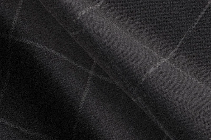 Made to Measure Dark Grey Large Chalk Windowpane Trouser