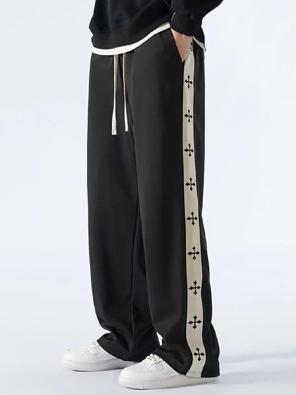 Relax Fit Cross Side Stripe Straight Leg Pants