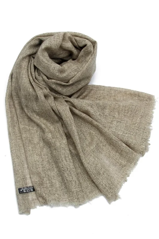 Plain Shaded Cashmere Scarf - Light Khaki