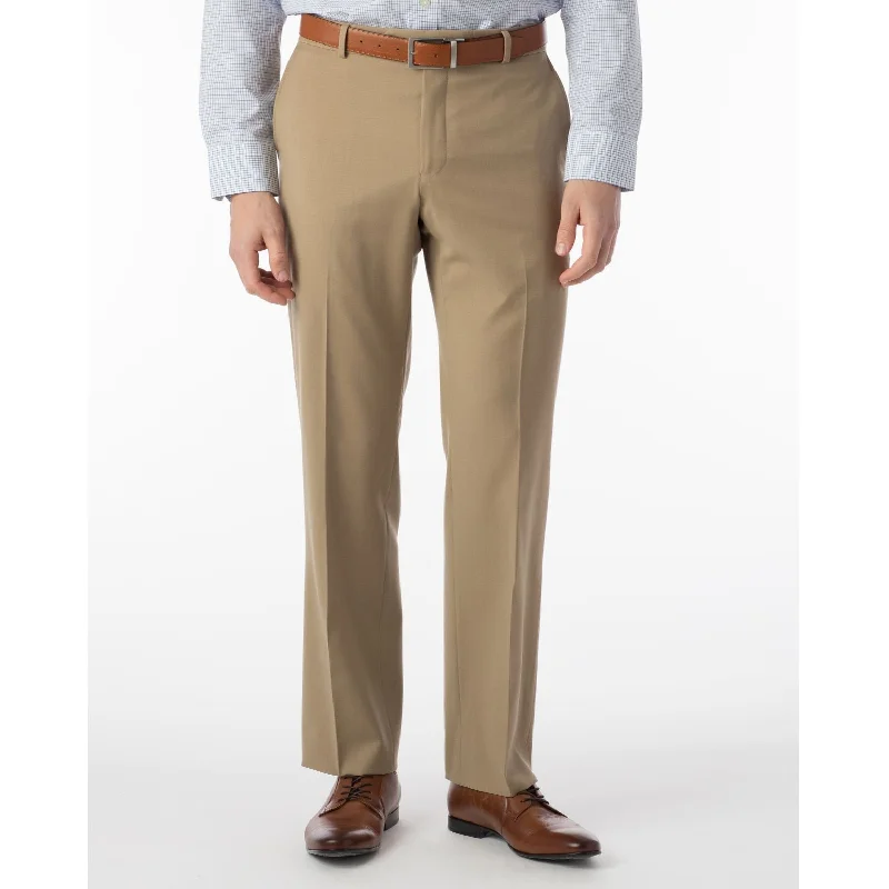 Super 120s Wool Gabardine Comfort-EZE Trouser in Tan (Flat Front Models) by Ballin