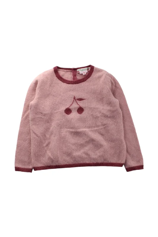 Bonpoint Cherry Embroidered Knit Sweater 3T