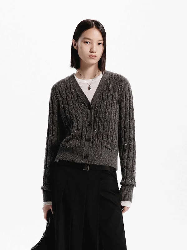 Wool Cable Knit Cardigan