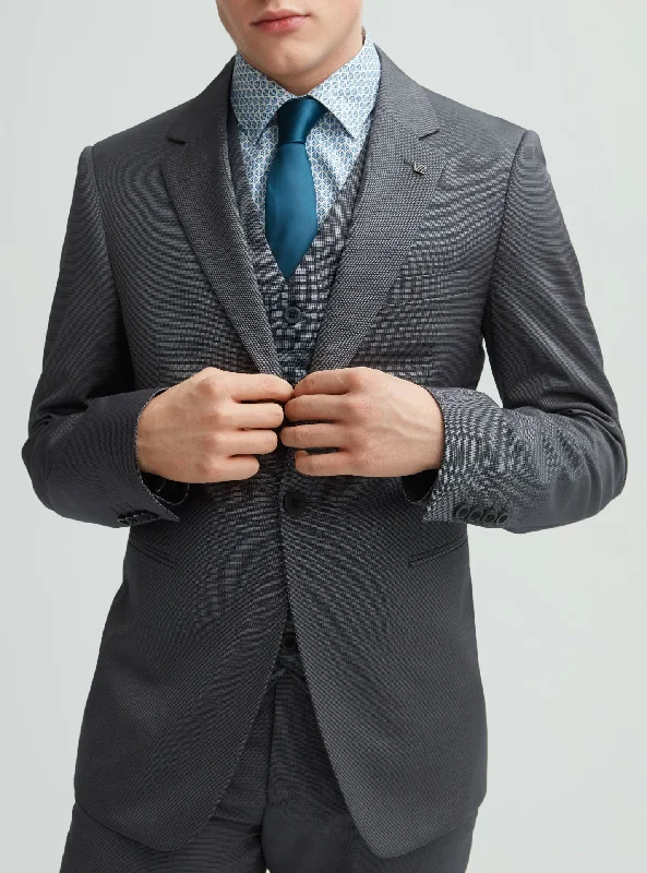 Semi-fitted plain charcoal jacket