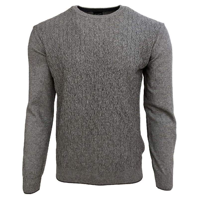 Cable Knit Organic Cotton & Wool Blend Crew Neck Sweater in Charcoal by Leo Chevalier