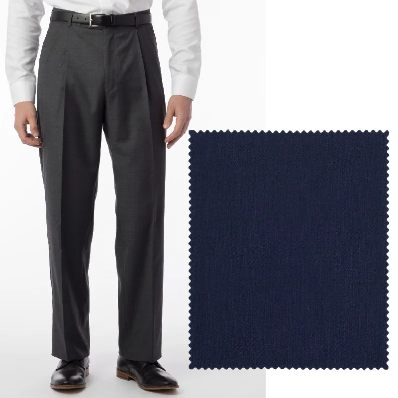 Comfort-EZE Micro Nano Performance Gabardine Trouser in Navy (Manchester Pleated Model) by Ballin