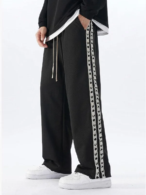 Side Webbing Panel Relax Fit Straight Leg Trousers