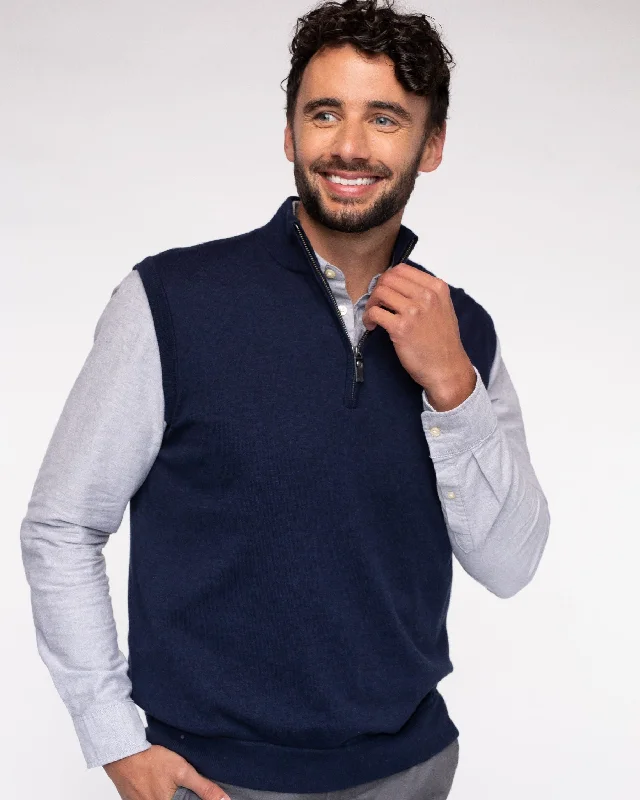 Cotton Cashmere 1/4 Zip V-Neck Sweater Vest (Choice of Colors) by Alashan Cashmere