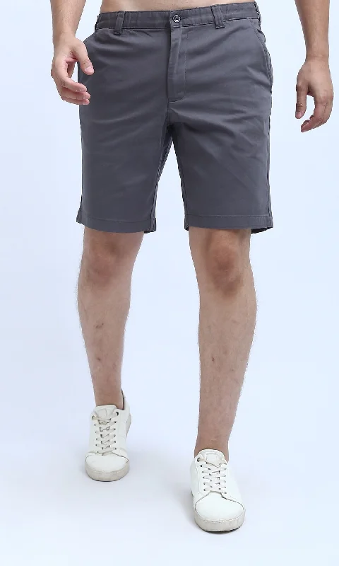 O199228 Cotton Fly Zipper Summer Short - Grey