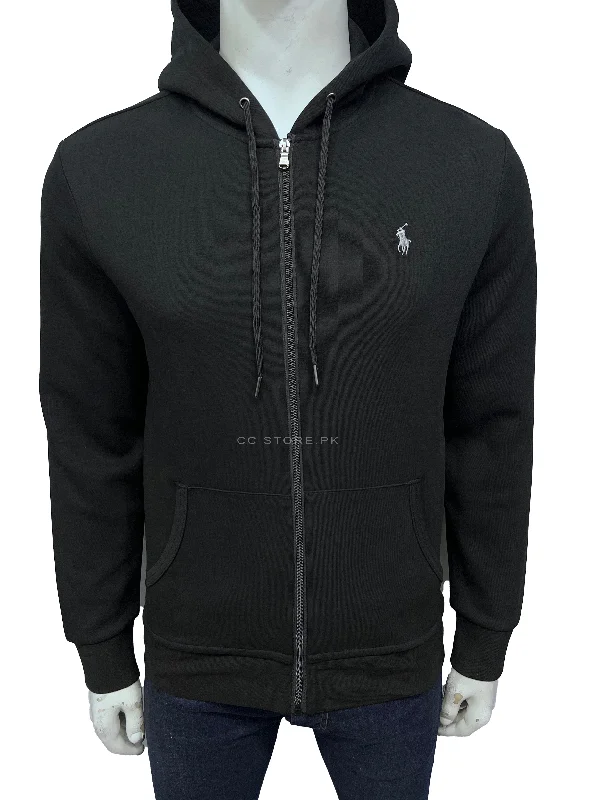 RL Double Knit Black Zipper Hoodie