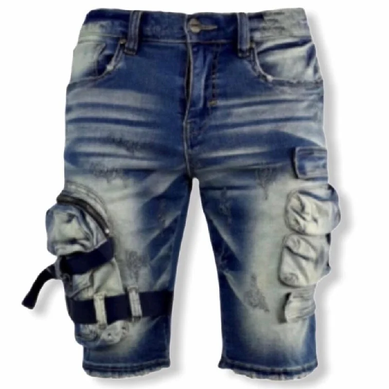 Industrial Indigo Tactical Cargo Denim Shorts (Indigo) INT-WB-272