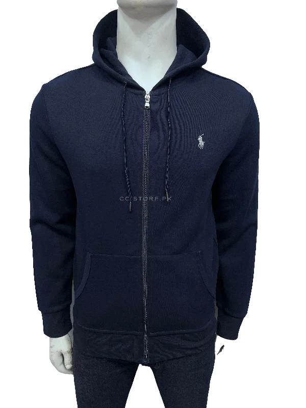 RL Double Knit Navy Blue Zipper Hoodie