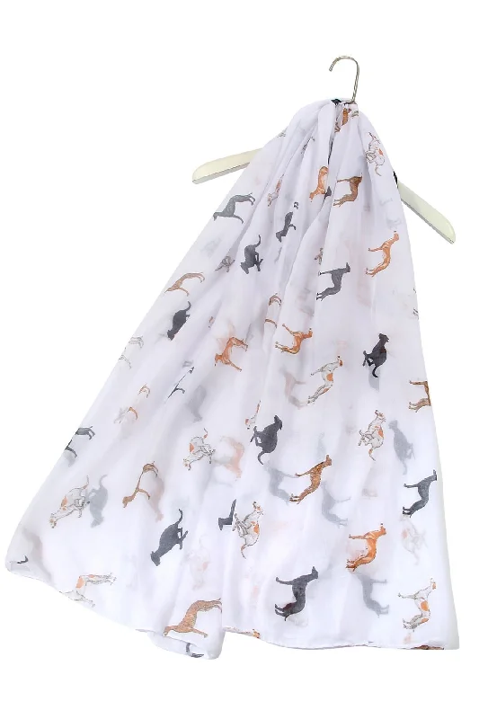 Greyhound Dog Print Scarf - White