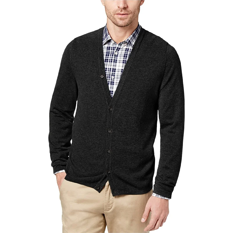 Daniel Hechter Mens LS Cardigan Sweater, Black, Small