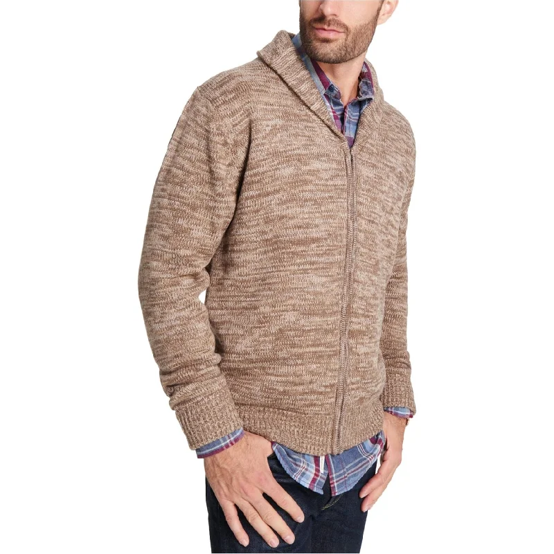 Weatherproof Mens Marled Cardigan Sweater, Brown, Medium