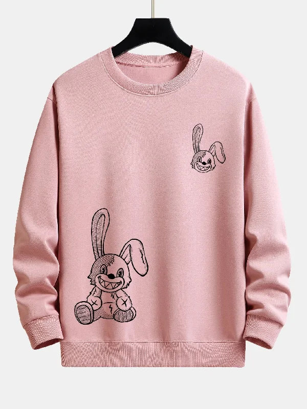 Smiling Bunny Print Relax Fit Sweatshirt