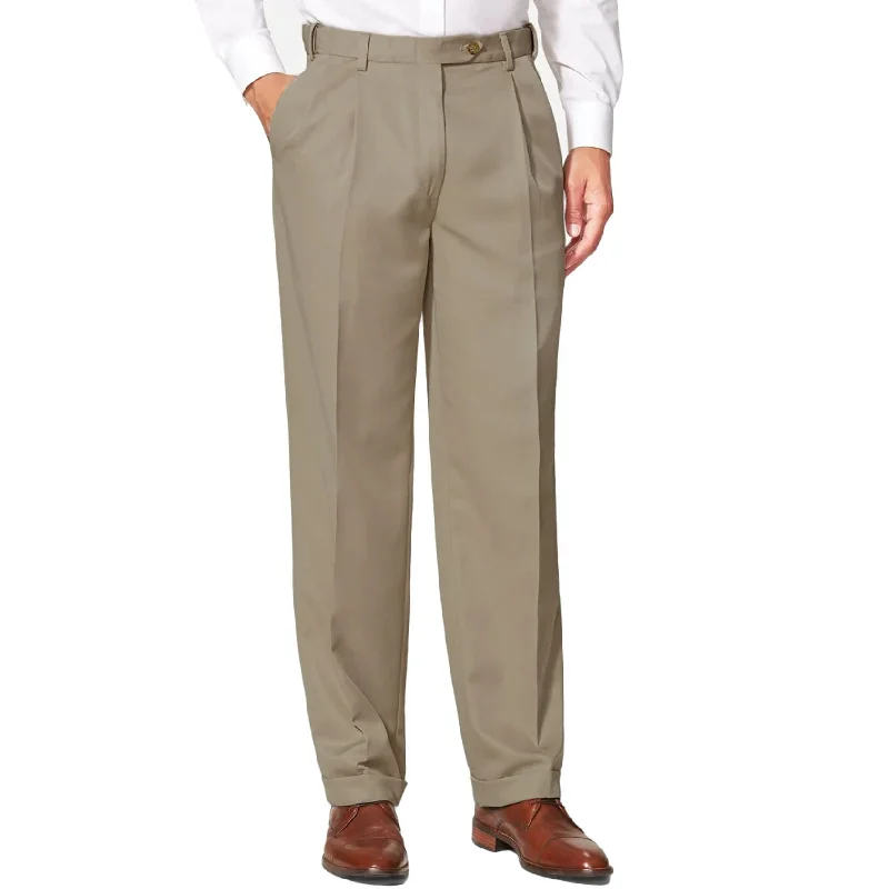 Microfiber Performance Trouser in Tan (Milan Double Reverse Pleat) by Berle