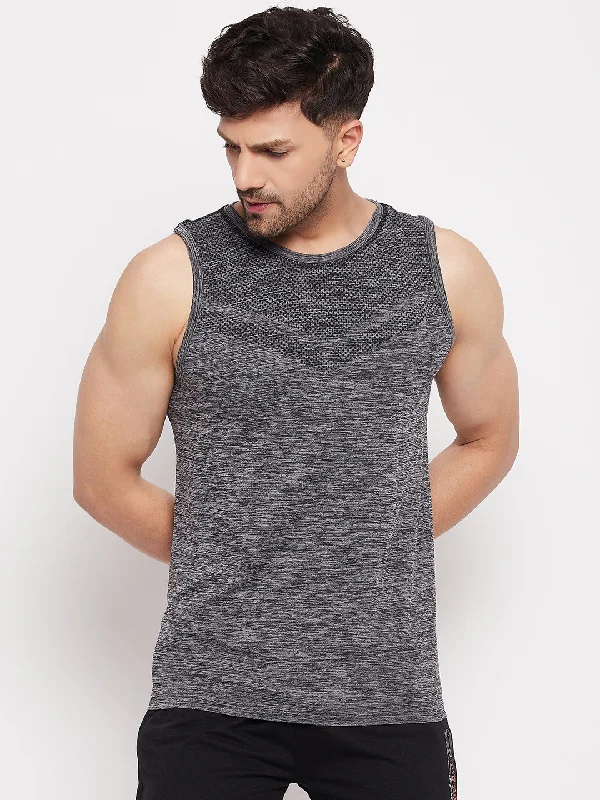 C9 Airwear Seamless Men Sando/Vests with Round Neck - Anthra Melange