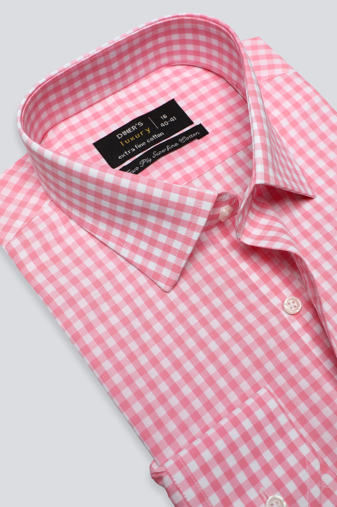 Pink Gingham Check Formal Shirt