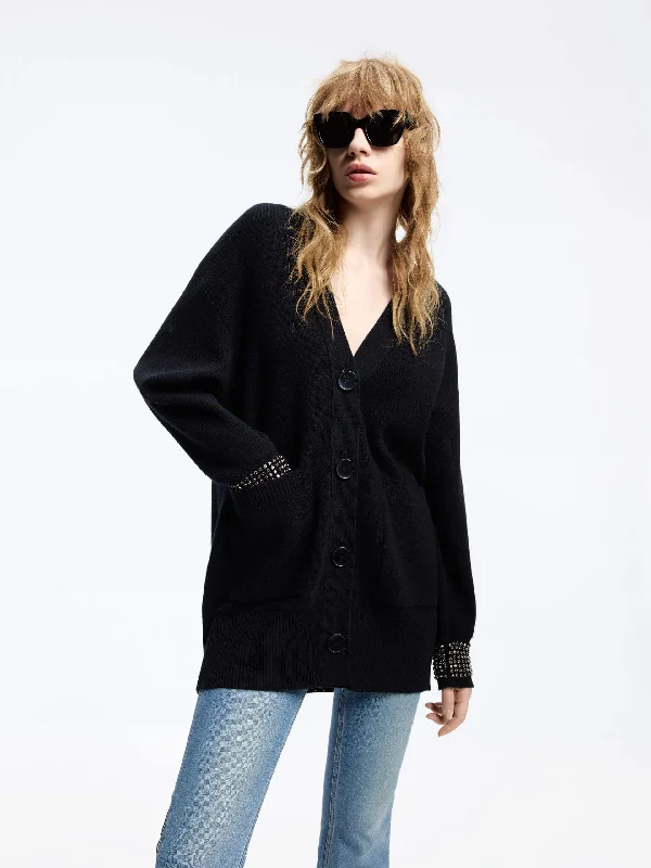 Wool V-neck Knit Cardigan