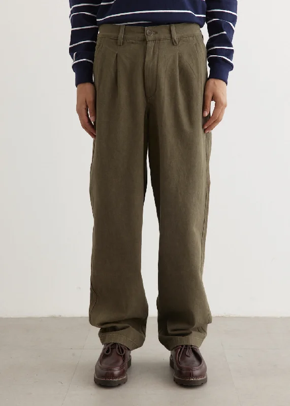 Double Pleat Cotton Pants