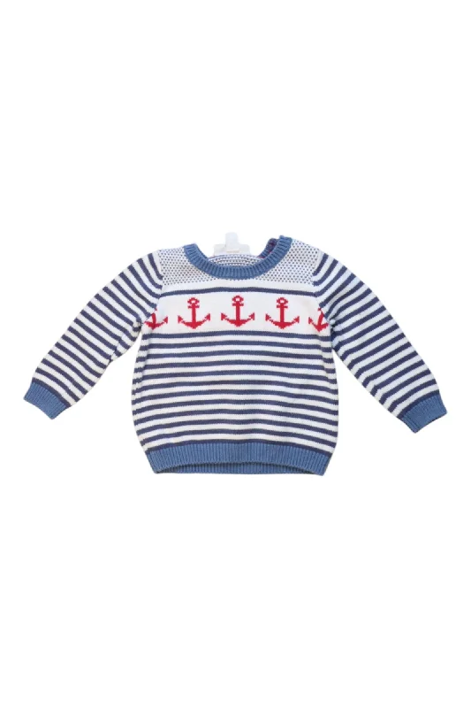 The Little White Company Anchor Striped Sweater 6-9M