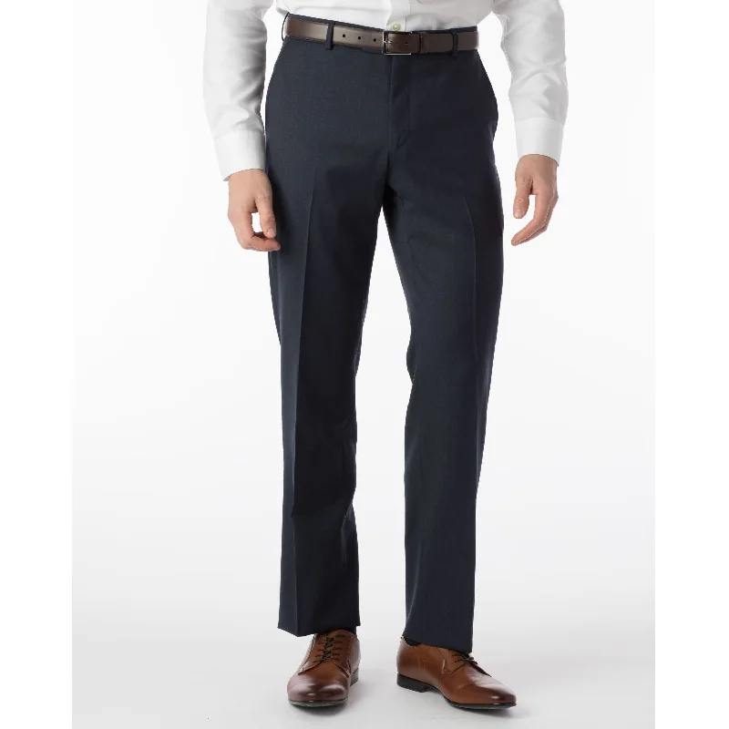 Super 120s Wool Gabardine Comfort-EZE Trouser in Navy Mix (Flat Front Models) by Ballin