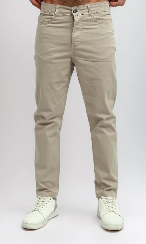 O192894 Regular Fit  Zipper Pocket Gabardine Chino Pants