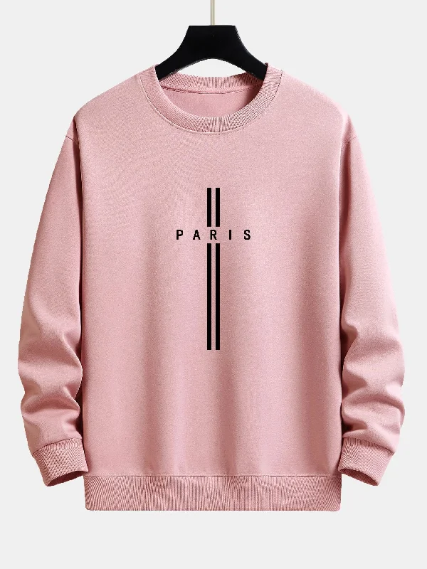 Paris Stripe Print Relax Fit Sweatshirt