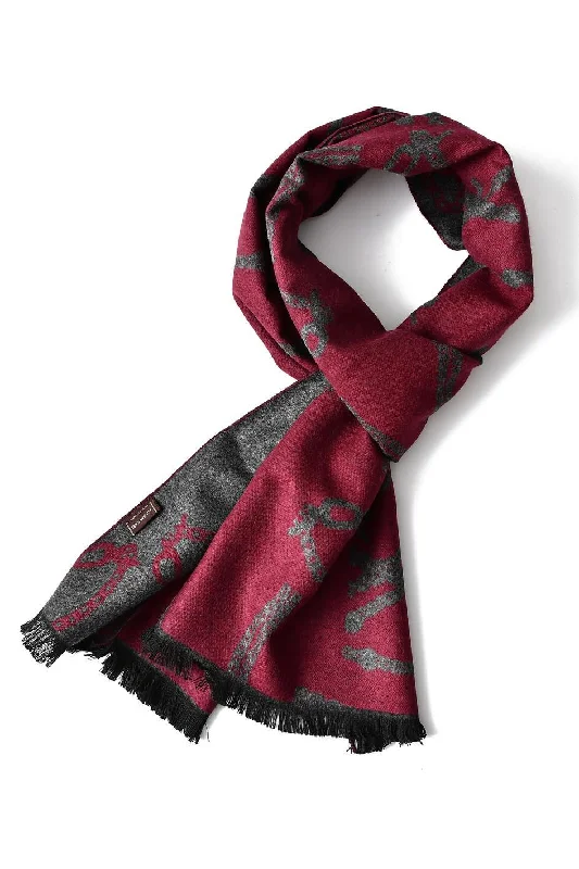 Reversible Chain Print Scarf - Wine