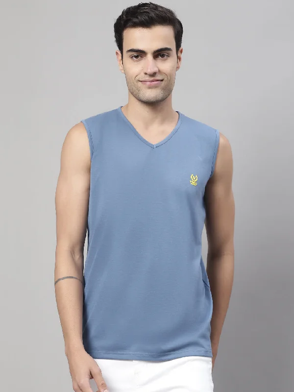 Vimal Jonney Regular Fit Cotton Solid Dark Grey Gym Vest for Men