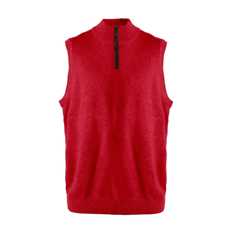 Extra Fine 'Zegna Baruffa' Merino Wool Quarter-Zip Sweater Vest in Admiral Red by Viyella