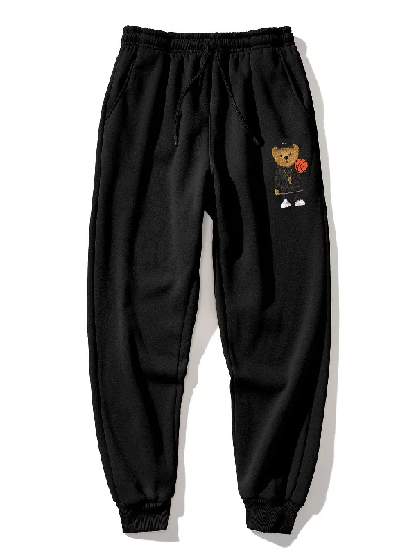 Basketball Bear Print Jogger Pants