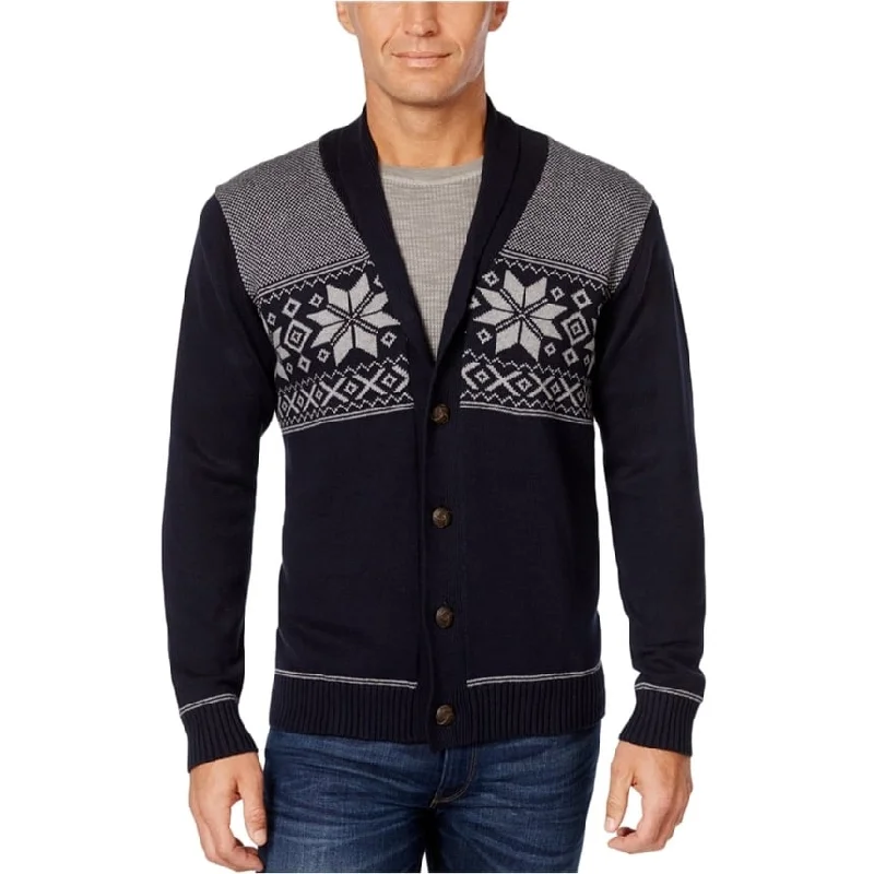 Weatherproof Mens Snow Flake Cardigan Sweater