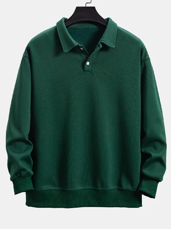 Relax Fit Polo Collar Sweatshirt